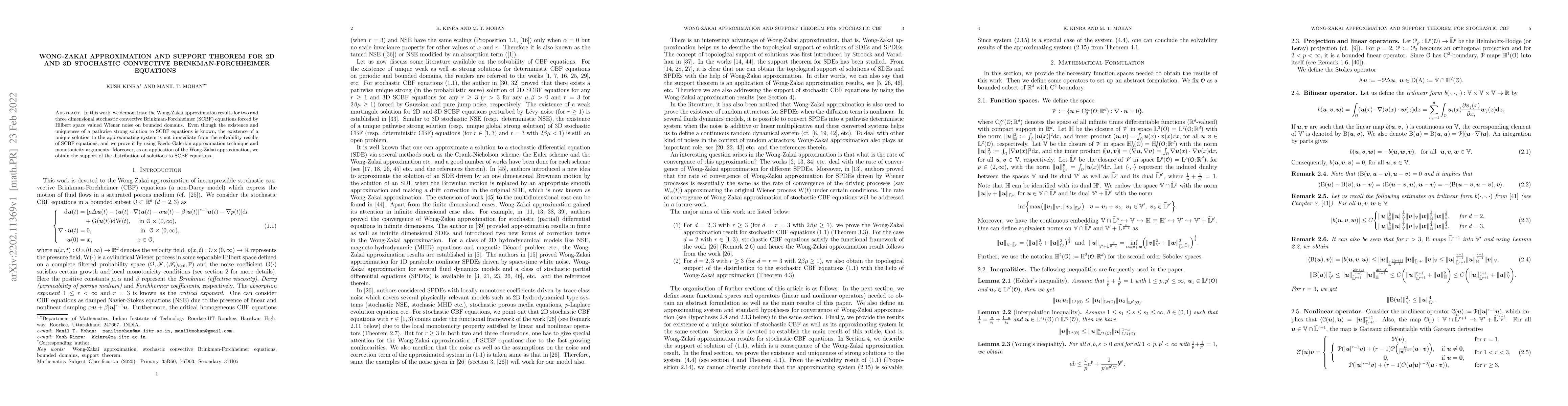 Thumbnail for Wong-Zakai approximation and support theorem for 2D and 3D stochastic
  convective Brinkman-Forchheimer equations