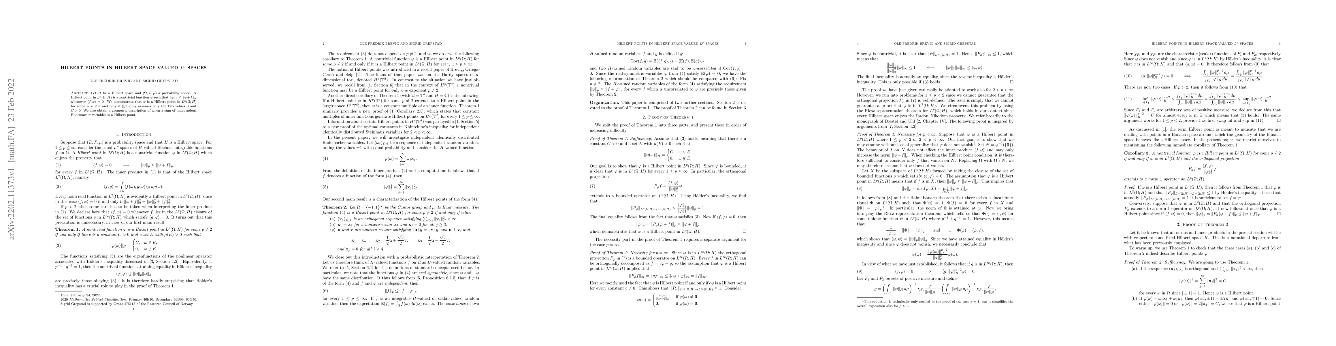 Thumbnail for Hilbert points in Hilbert space-valued $L^p$ spaces