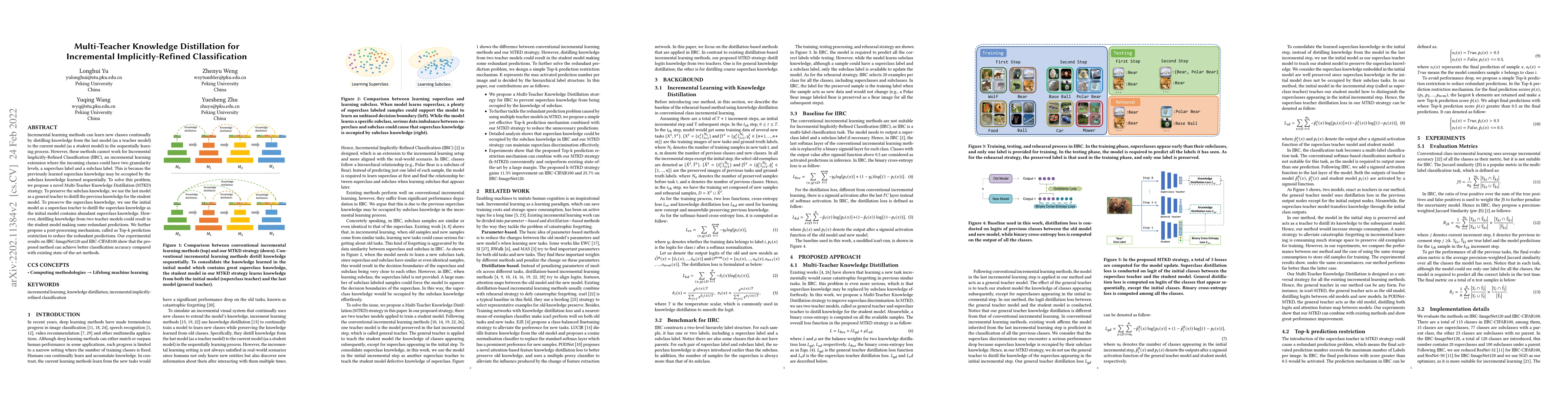 Thumbnail for Multi-Teacher Knowledge Distillation for Incremental Implicitly-Refined
  Classification