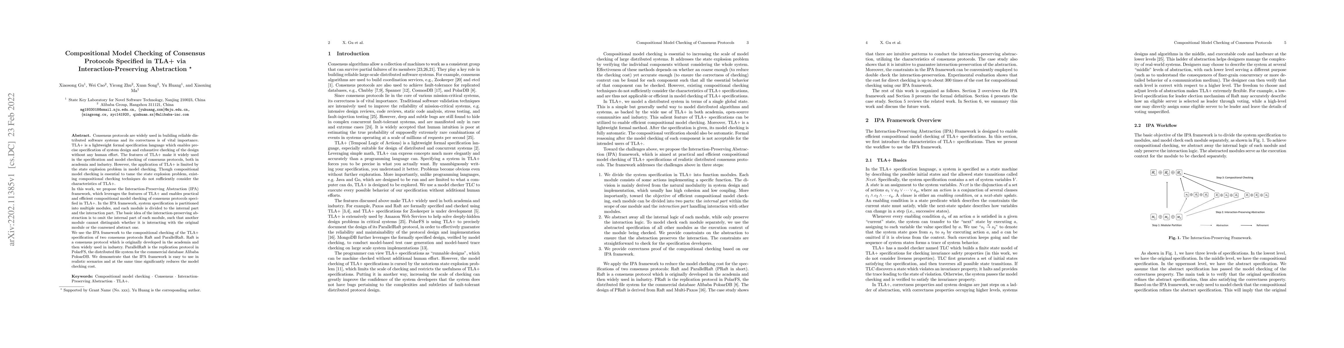 Thumbnail for Compositional Model Checking of Consensus Protocols Specified in TLA+
  via Interaction-Preserving Abstraction