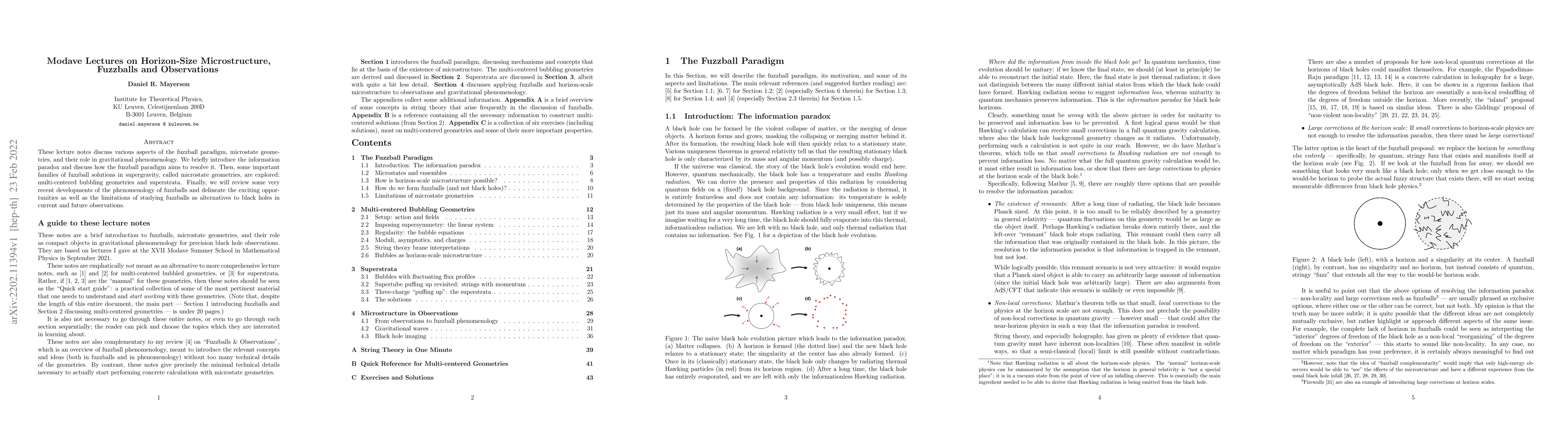 Thumbnail for Modave Lectures on Horizon-Size Microstructure, Fuzzballs and
  Observations