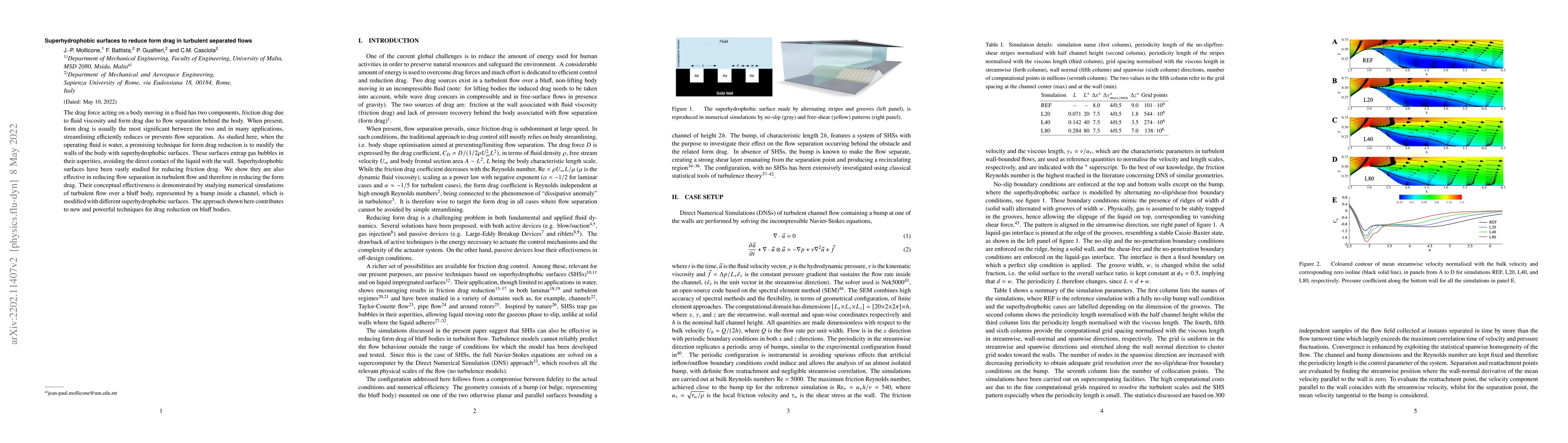 Thumbnail for Superhydrophobic surfaces to reduce form drag in turbulent separated
  flows