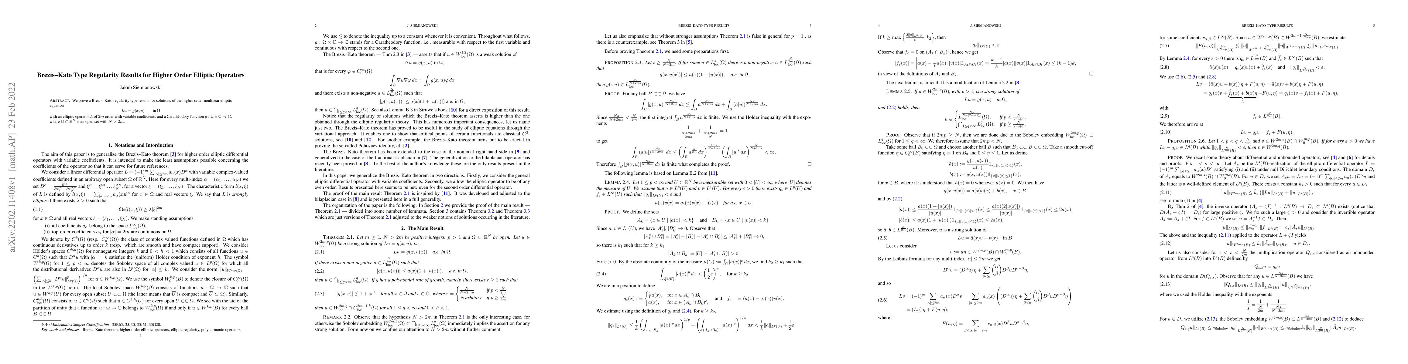 Thumbnail for Brezis--Kato Type Regularity Results for Higher Order Elliptic Operators