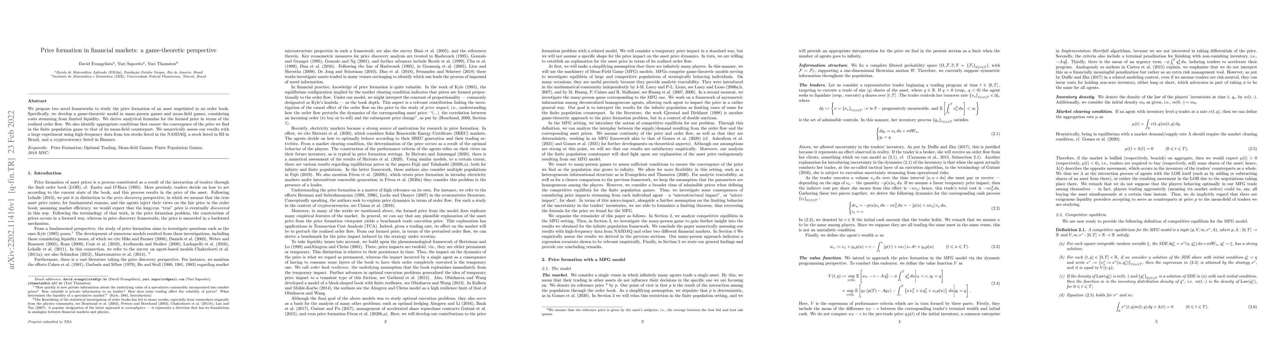 Thumbnail for Price formation in financial markets: a game-theoretic perspective
