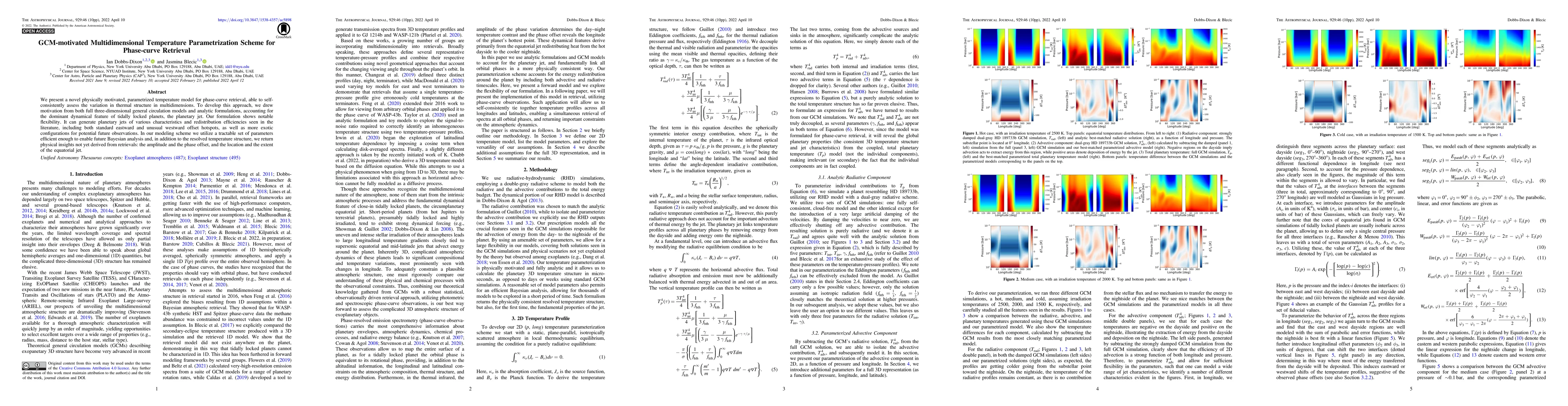 Thumbnail for GCM-Motivated Multidimensional Temperature Parametrization Scheme for
  Phasecurve Retrieval