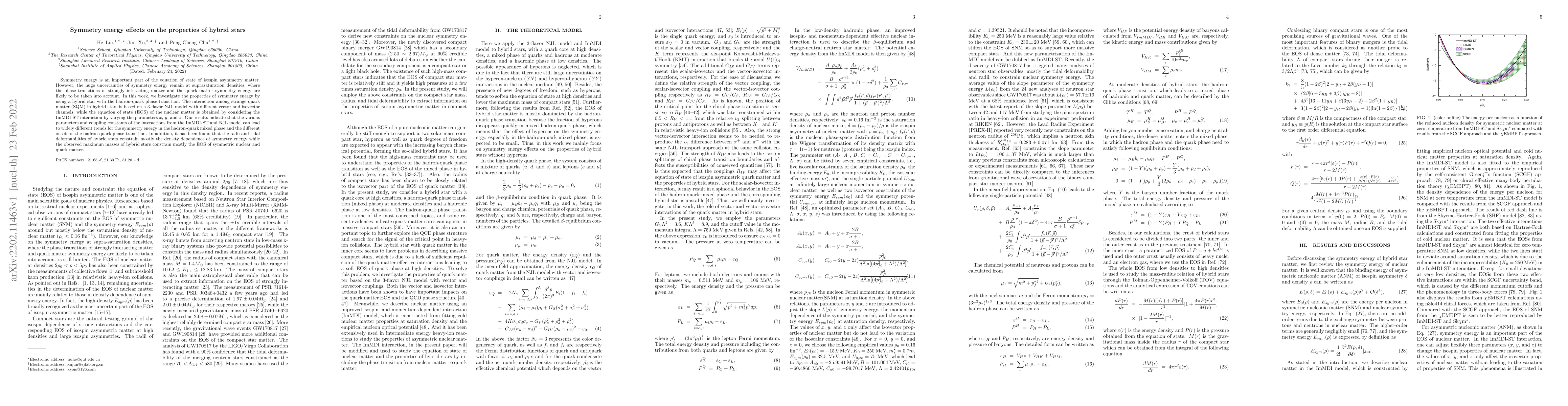 Thumbnail for Symmetry energy effects on the properties of hybrid stars
