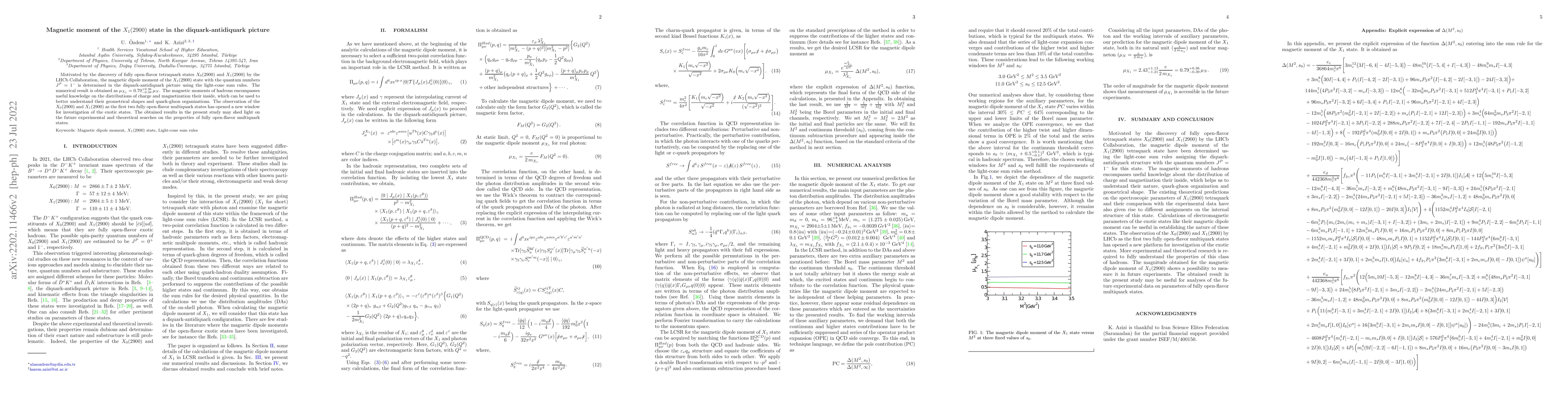 Thumbnail for Magnetic moment of the $X_1(2900)$ state in the diquark-antidiquark
  picture