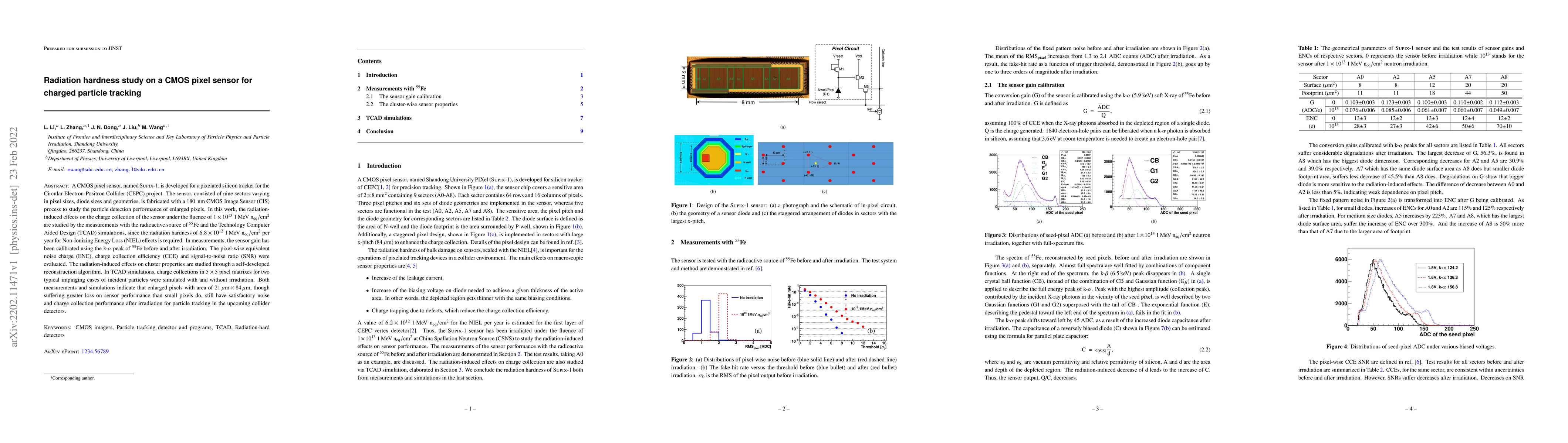 Thumbnail for Radiation hardness study on a CMOS pixel sensor for charged particle
  tracking