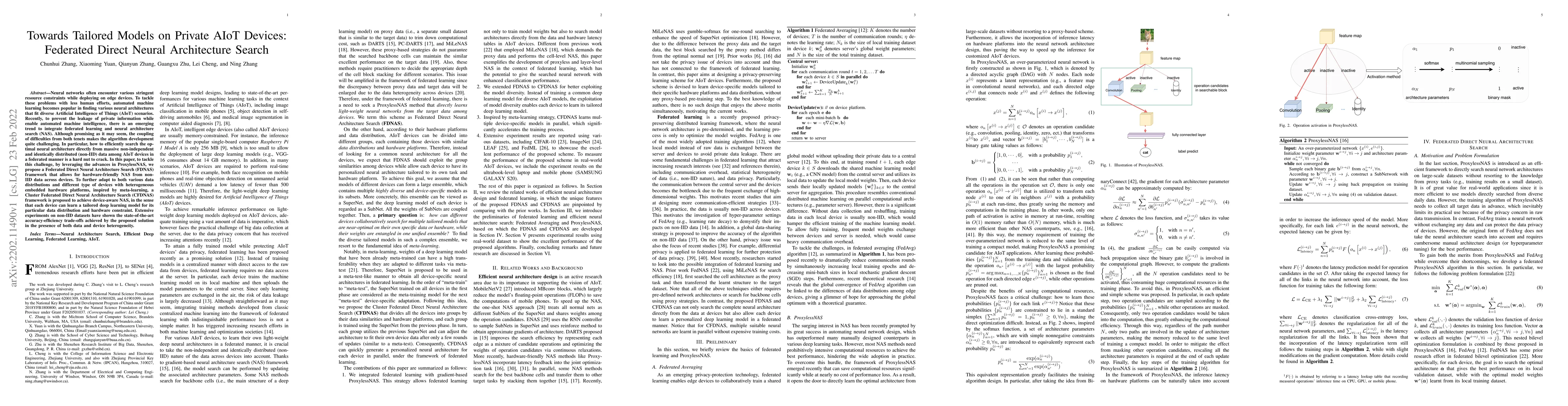 Thumbnail for Towards Tailored Models on Private AIoT Devices: Federated Direct Neural
  Architecture Search