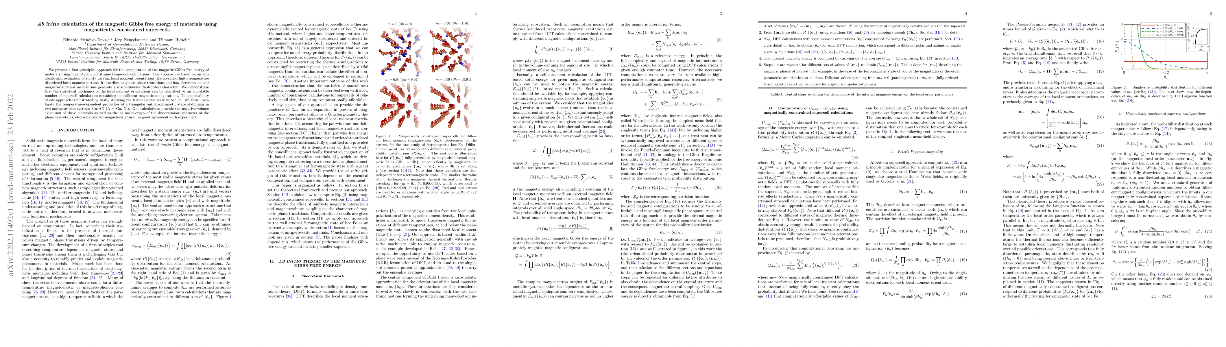 Thumbnail for Ab initio calculation of the magnetic Gibbs free energy of materials
  using magnetically constrained supercells