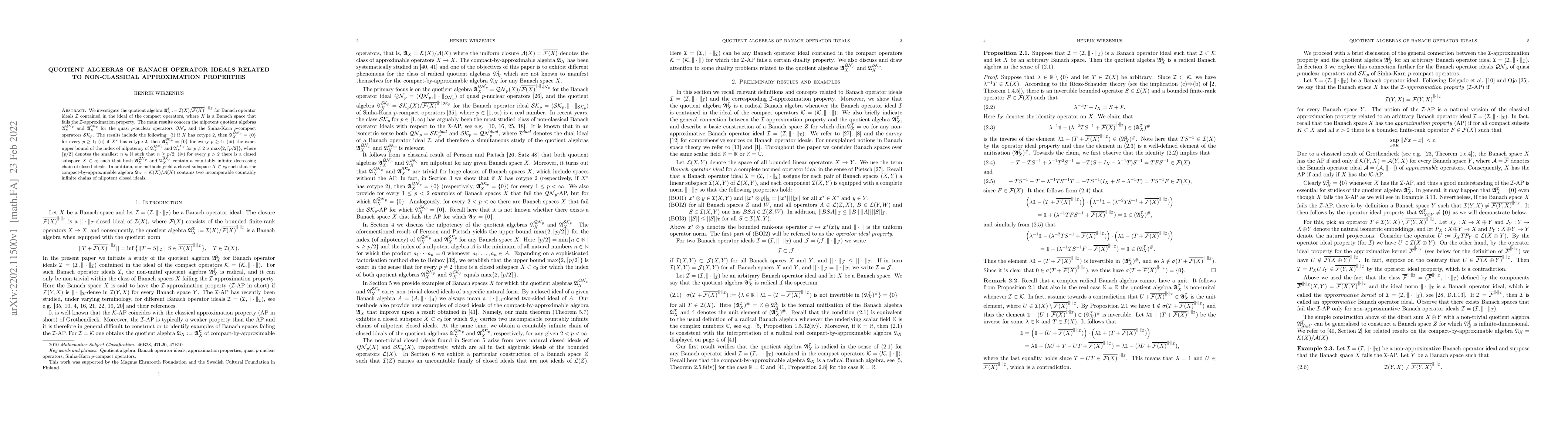 Thumbnail for Quotient algebras of Banach operator ideals related to non-classical
  approximation properties