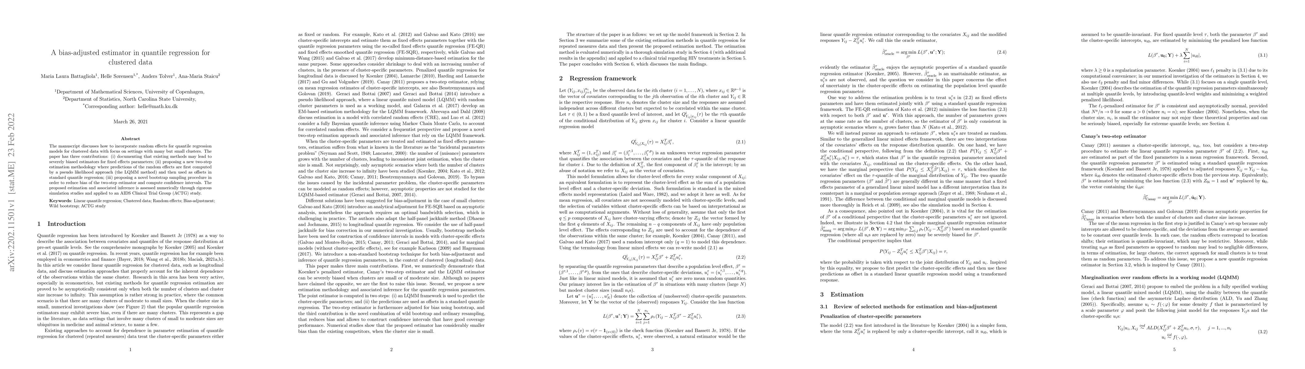 Thumbnail for A bias-adjusted estimator in quantile regression for clustered data