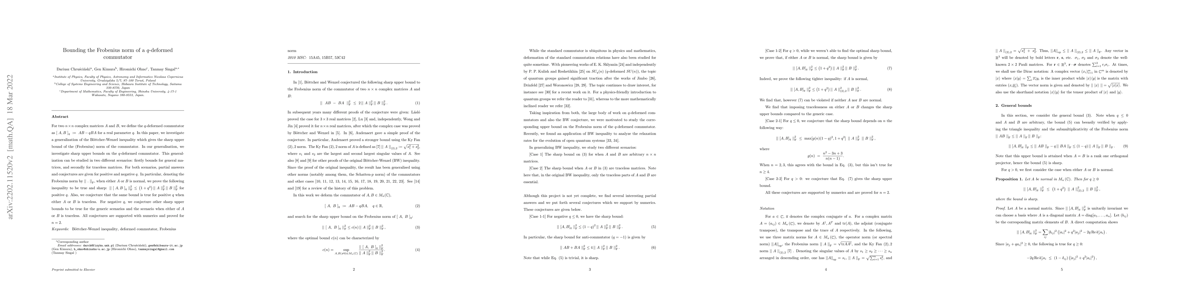 Thumbnail for Bounding the Frobenius norm of a q-deformed commutator