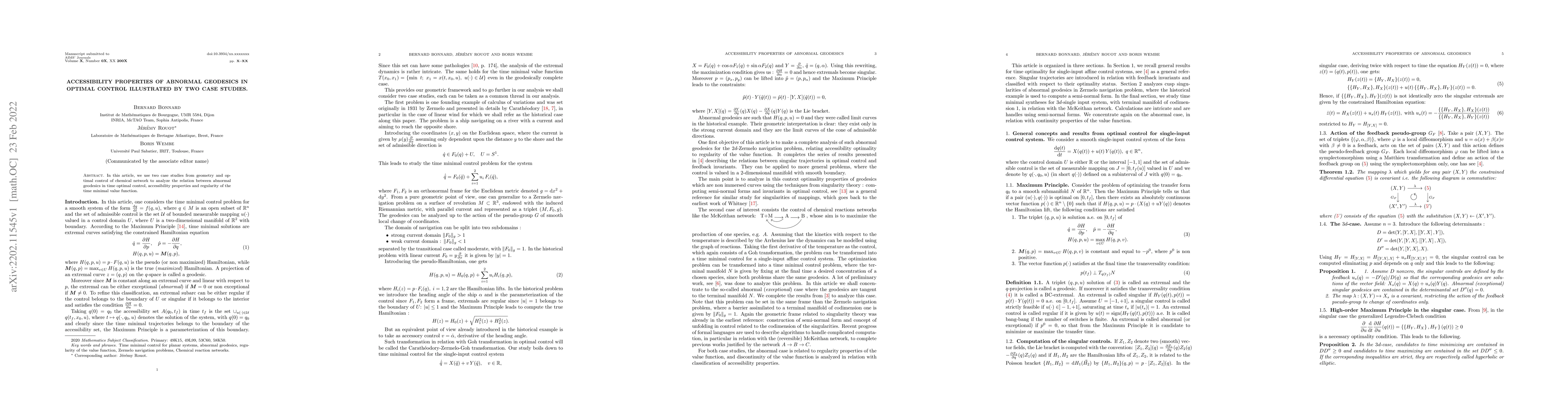 Thumbnail for Accessibility Properties of Abnormal Geodesics in Optimal Control
  Illustrated by Two Case Studies