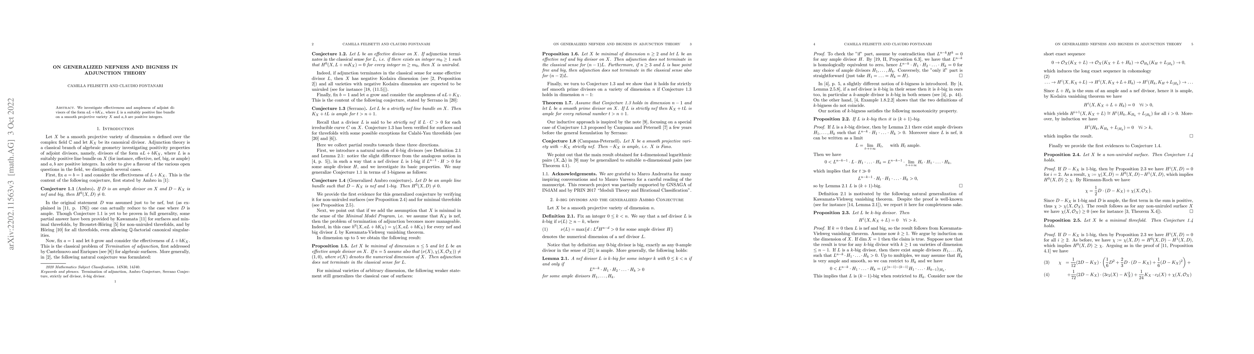 Thumbnail for On generalized nefness and bigness in adjunction theory