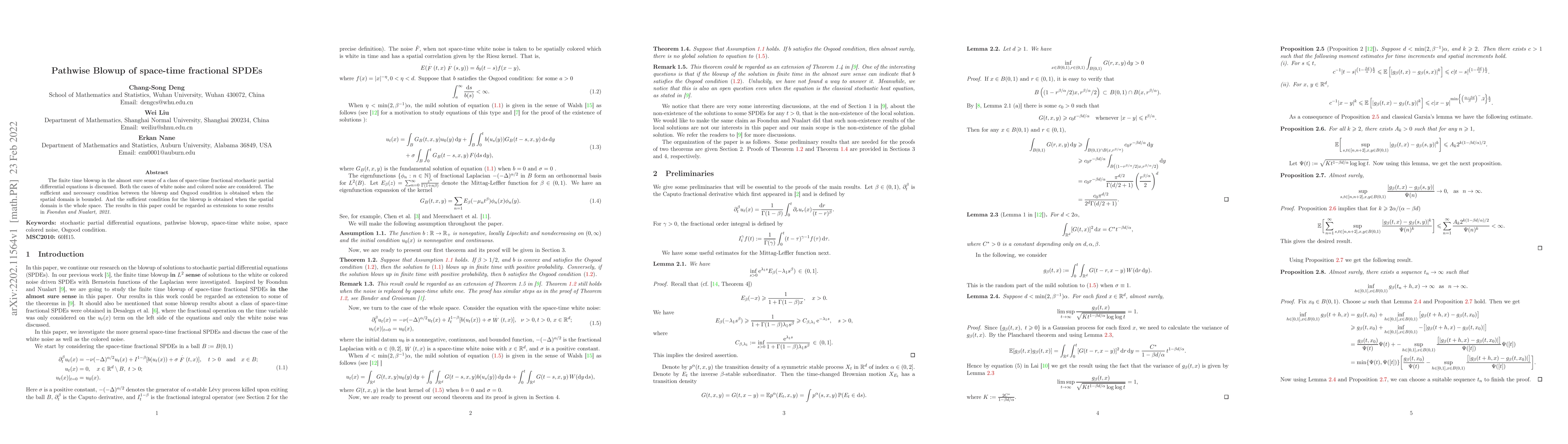 Thumbnail for Pathwise Blowup of space-time fractional SPDEs
