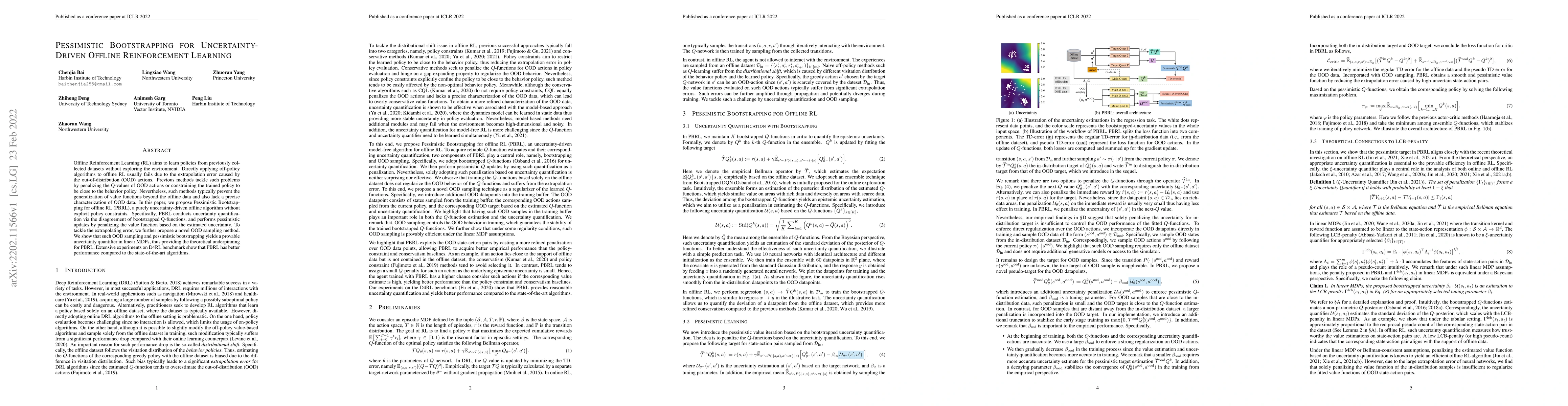 Thumbnail for Pessimistic Bootstrapping for Uncertainty-Driven Offline Reinforcement
  Learning