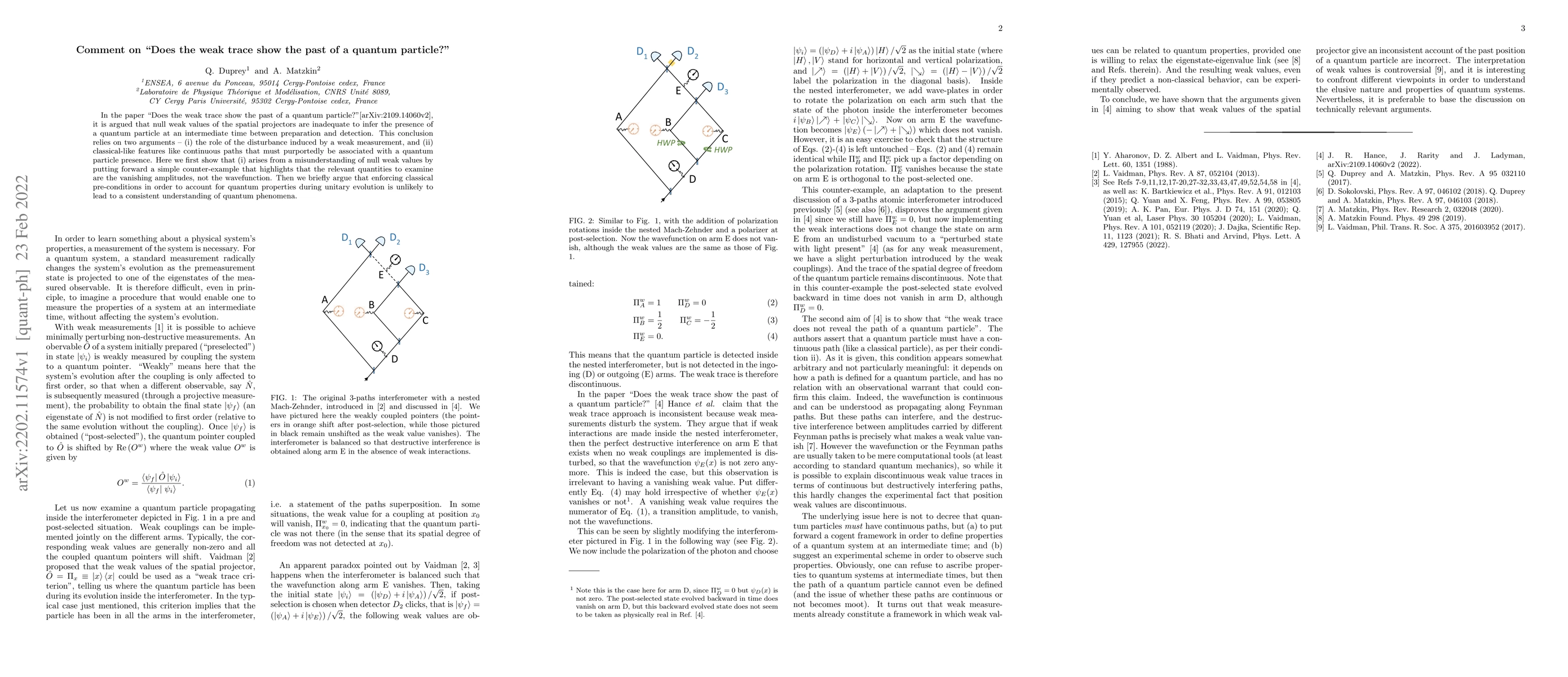 Thumbnail for Comment on "Does the weak trace show the past of a quantum particle?"