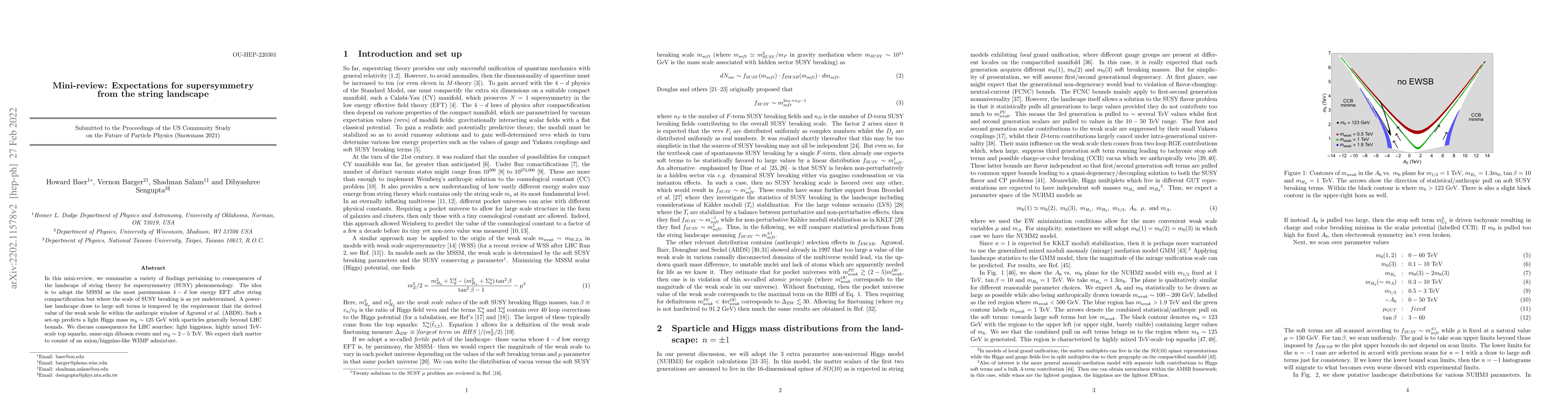 Thumbnail for Mini-review: Expectations for supersymmetry from the string landscape