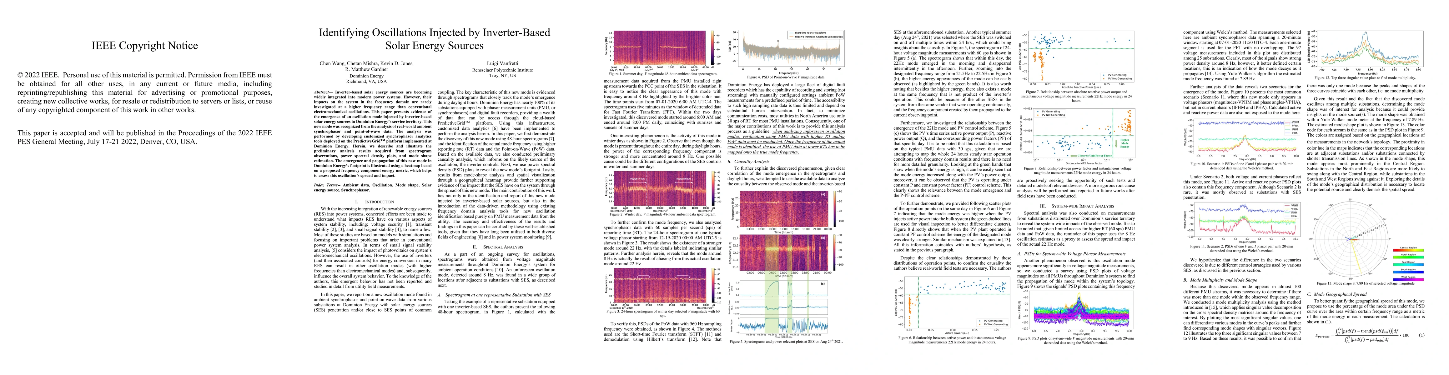 Thumbnail for Identifying Oscillations Injected by Inverter-Based Solar Energy Sources