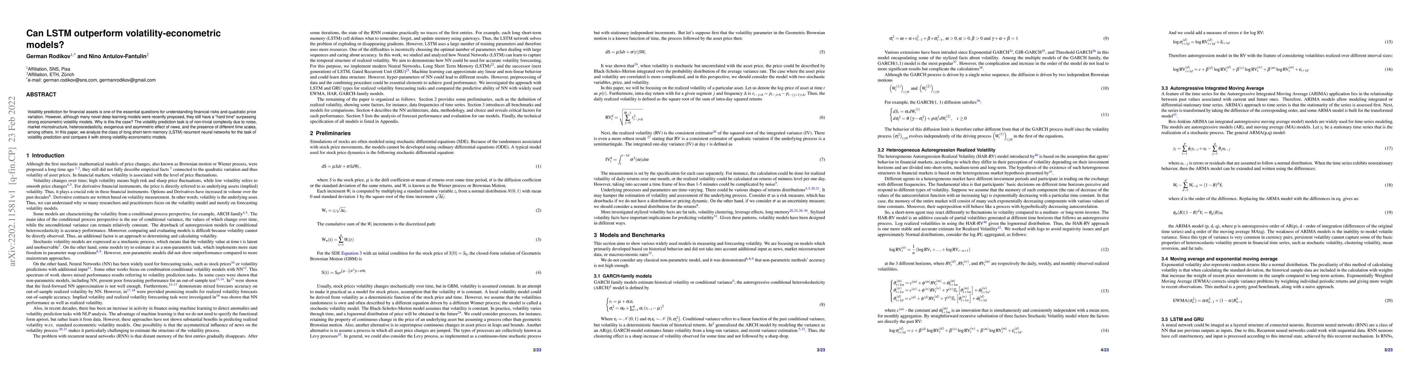 Thumbnail for Can LSTM outperform volatility-econometric models?