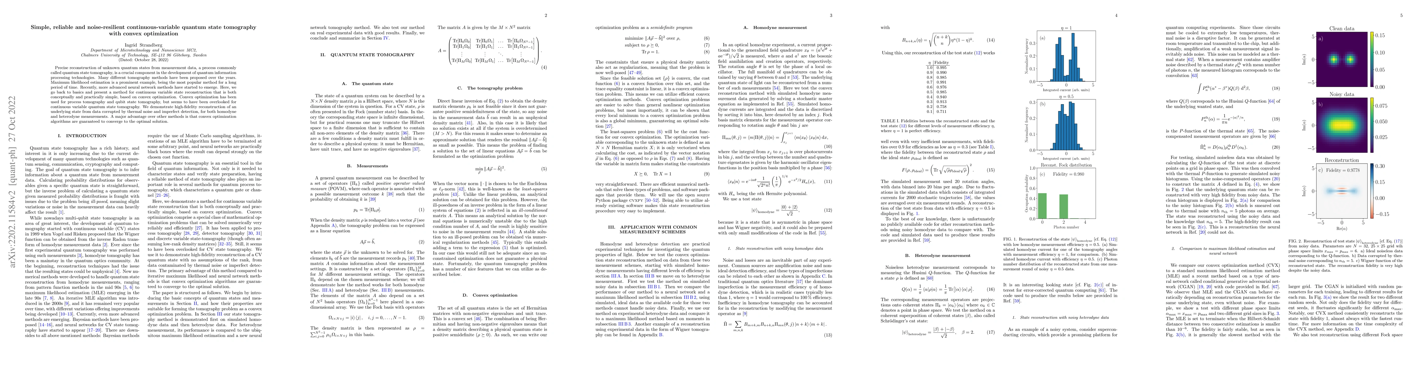 Thumbnail for Simple, reliable and noise-resilient continuous-variable quantum state
  tomography with convex optimization