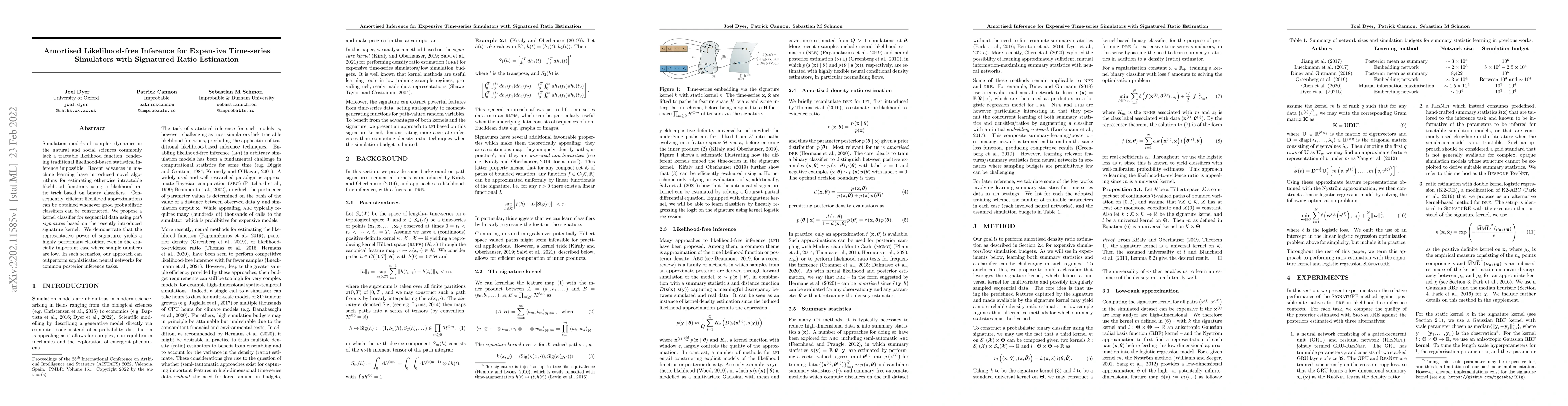 Thumbnail for Amortised Likelihood-free Inference for Expensive Time-series Simulators
  with Signatured Ratio Estimation