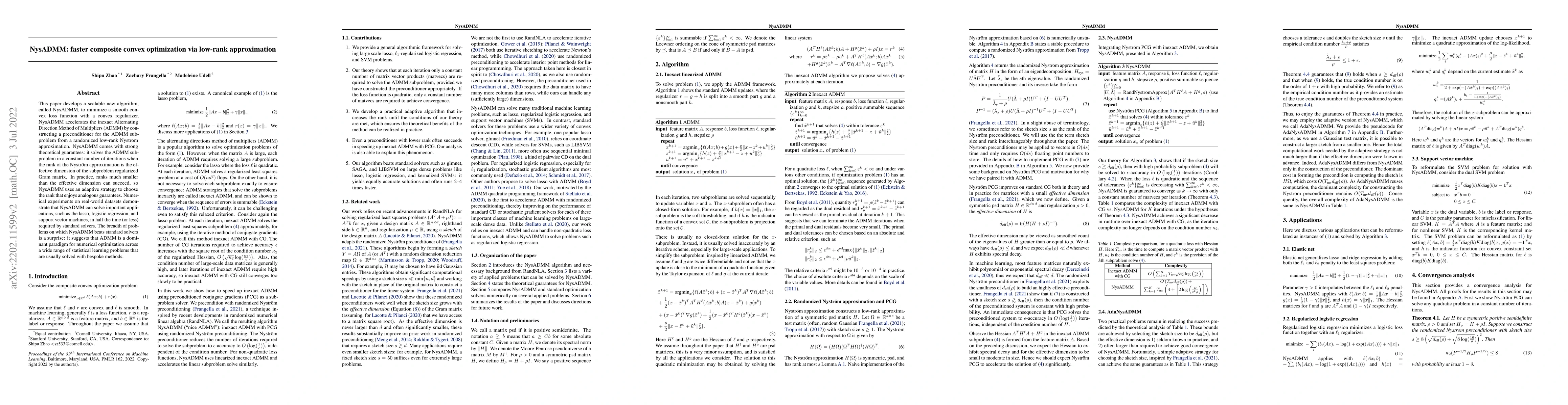 Thumbnail for NysADMM: faster composite convex optimization via low-rank approximation