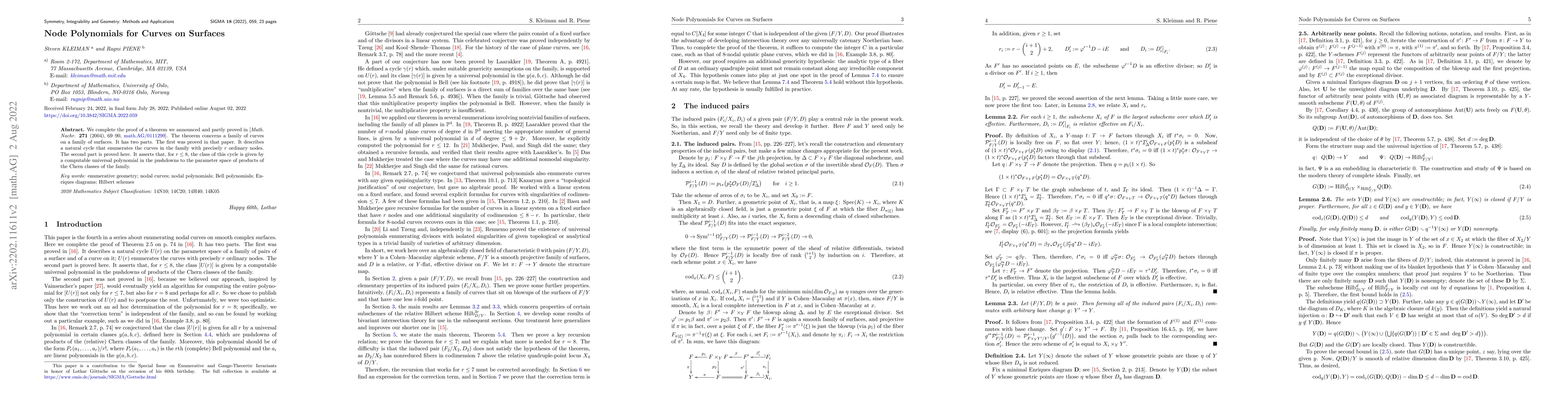 Thumbnail for Node Polynomials for Curves on Surfaces