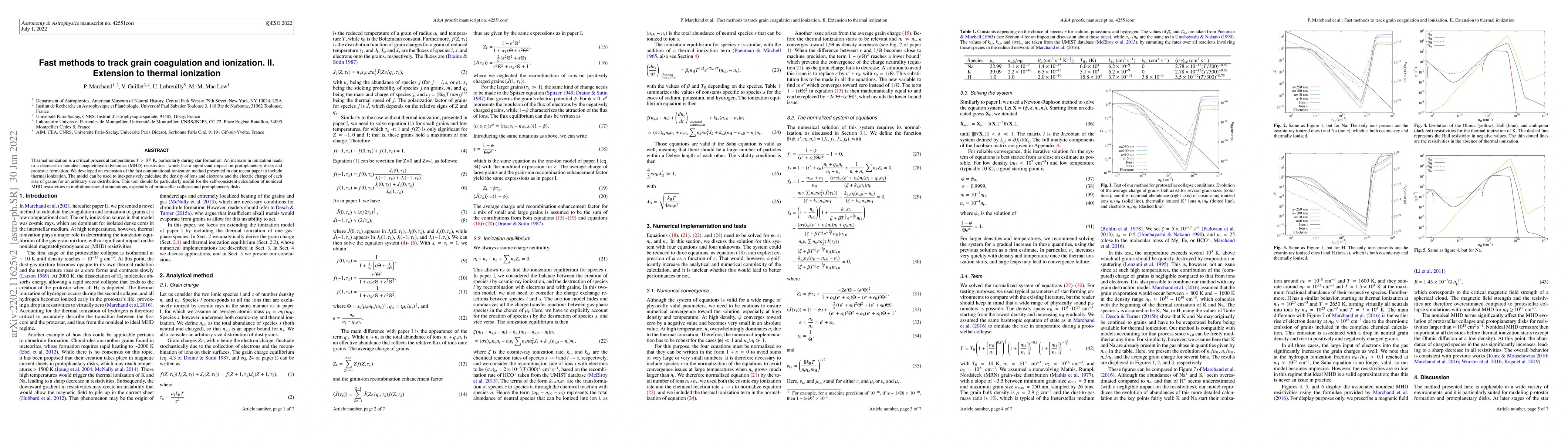 Thumbnail for Fast methods to track grain coagulation and ionization. II. Extension to
  thermal ionization