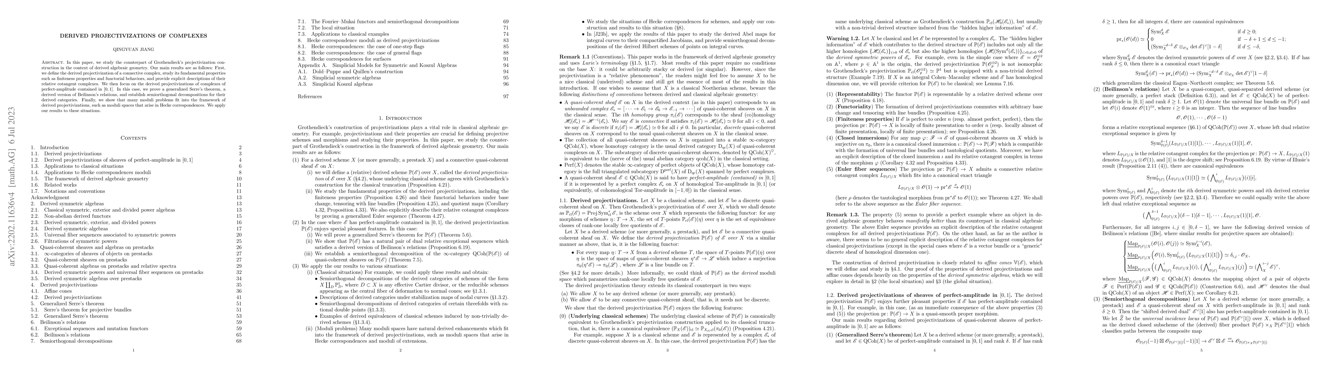 Thumbnail for Derived projectivizations of complexes