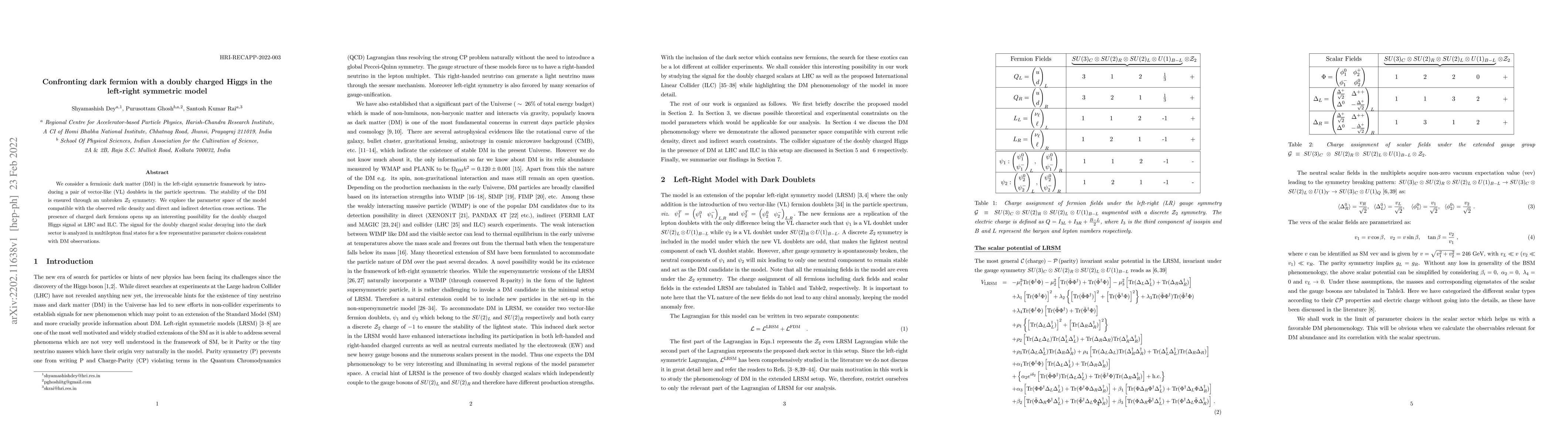 Thumbnail for Confronting dark fermion with a doubly charged Higgs in the left-right
  symmetric model