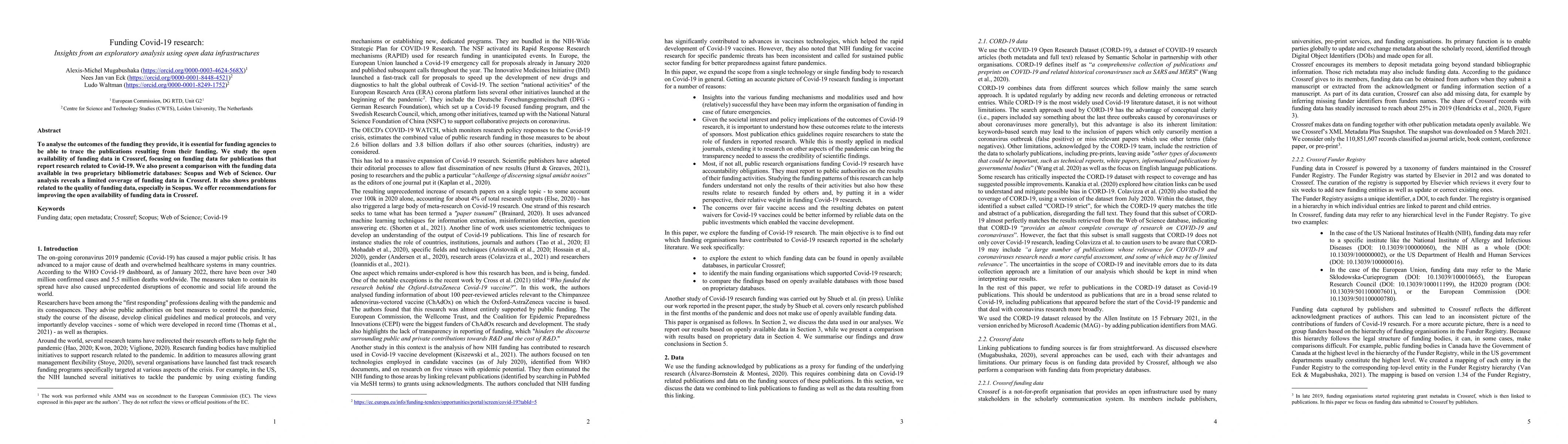 Thumbnail for Funding Covid-19 research: Insights from an exploratory analysis using
  open data infrastructures