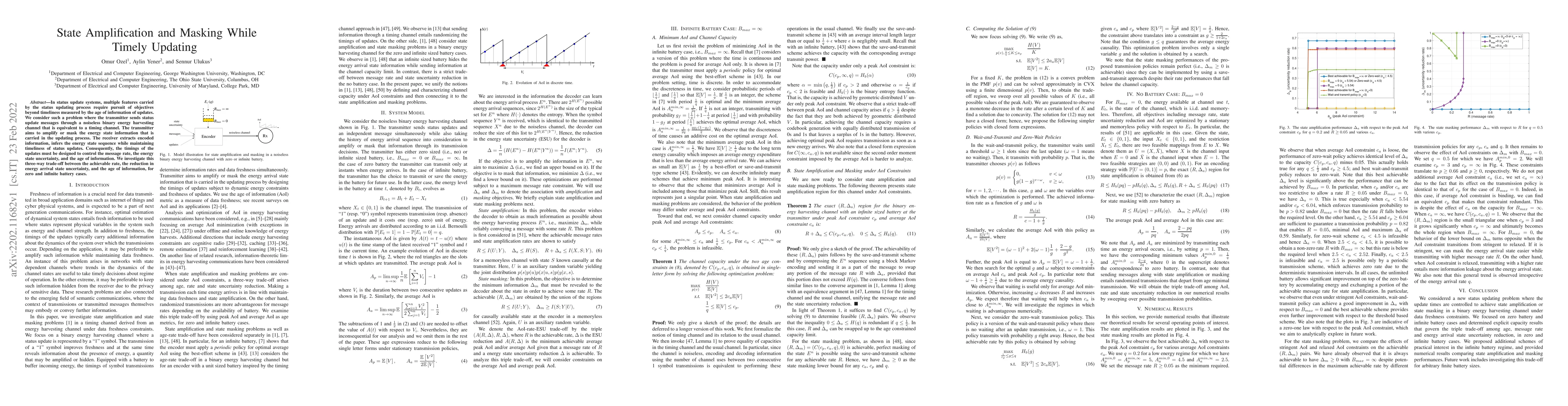Thumbnail for State Amplification and Masking While Timely Updating