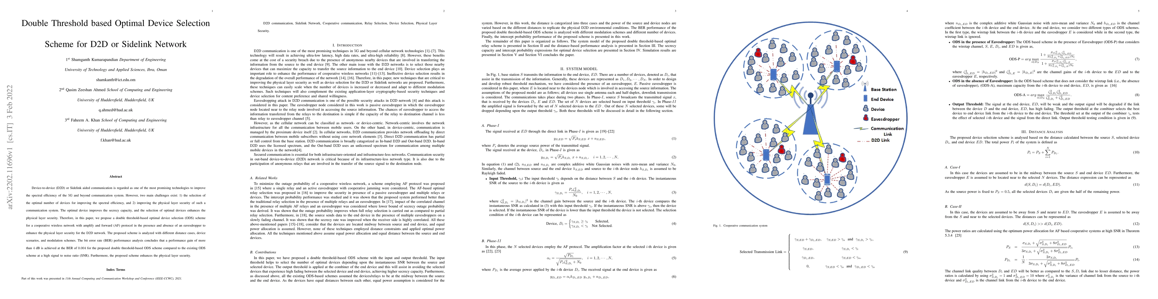 Thumbnail for Double Threshold based Optimal Device Selection Scheme for D2D or
  Sidelink Network