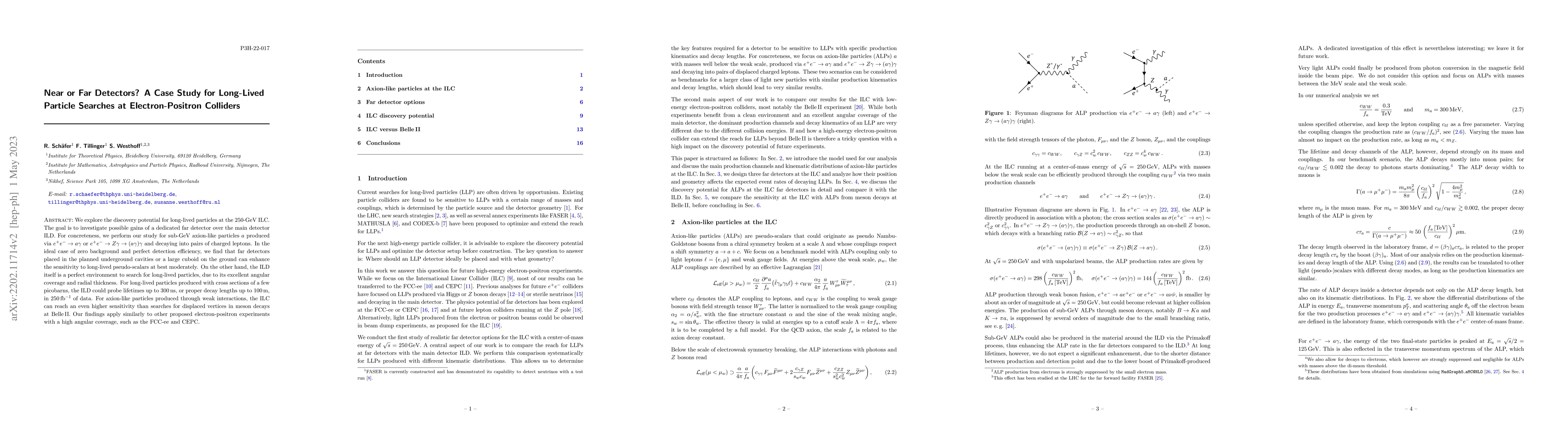 Thumbnail for Near or Far Detectors? Optimizing Long-Lived Particle Searches at
  Electron-Positron Colliders