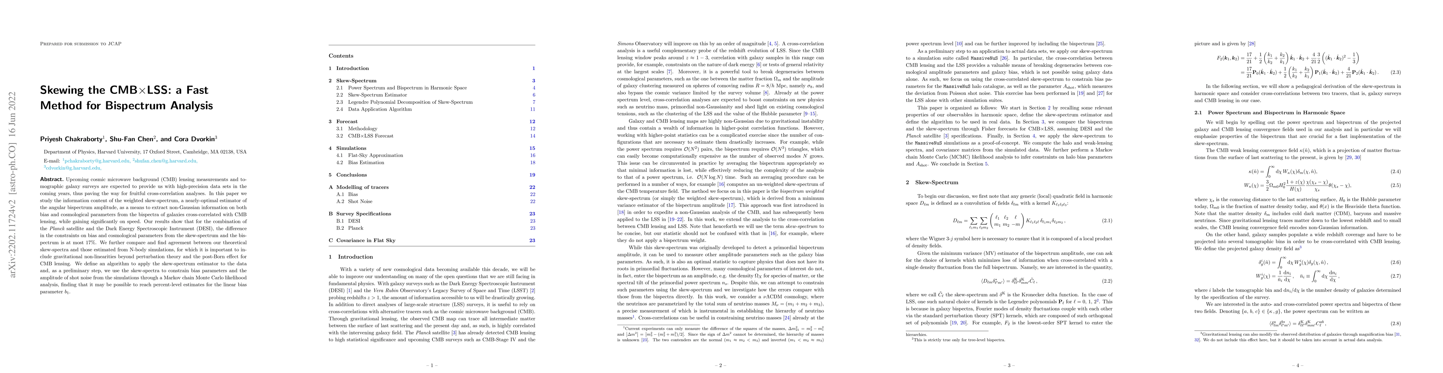 Thumbnail for Skewing the CMB$\times$LSS: a Fast Method for Bispectrum Analysis