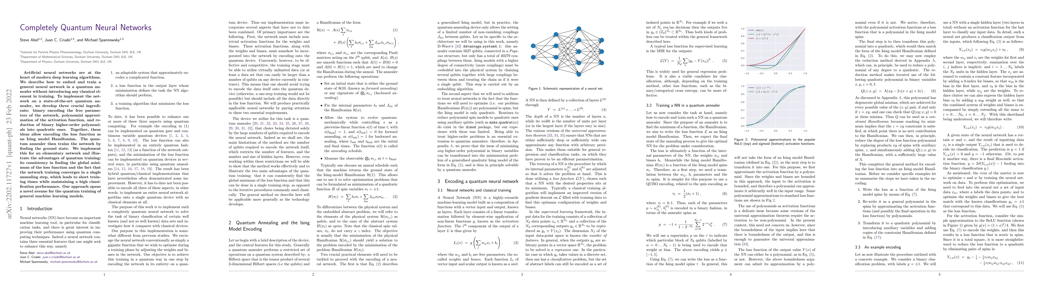 Thumbnail for Completely Quantum Neural Networks