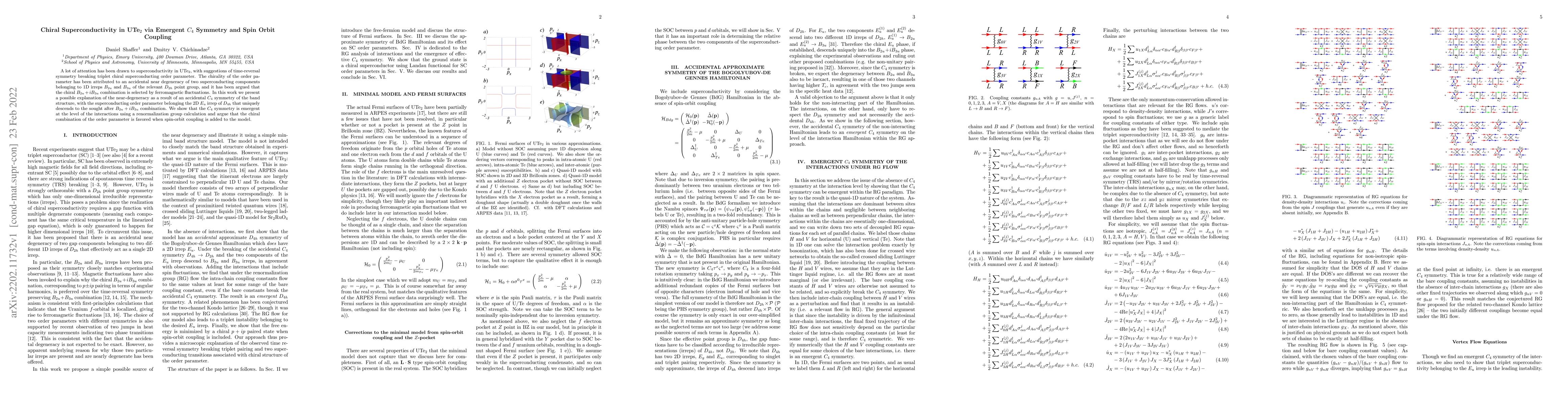Thumbnail for Chiral Superconductivity in UTe$_2$ via Emergent $C_4$ Symmetry and Spin
  Orbit Coupling