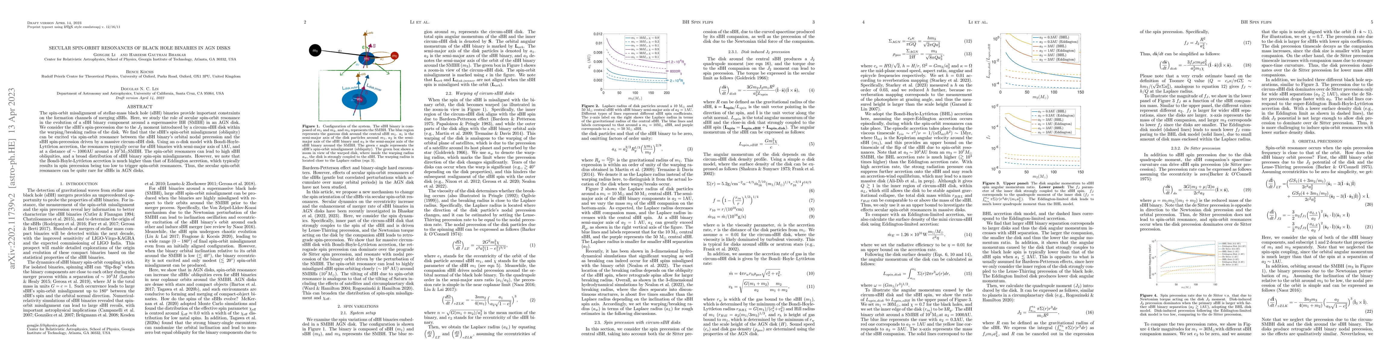 Thumbnail for Secular Spin-orbit Resonances of Black Hole Binaries in AGN Disks