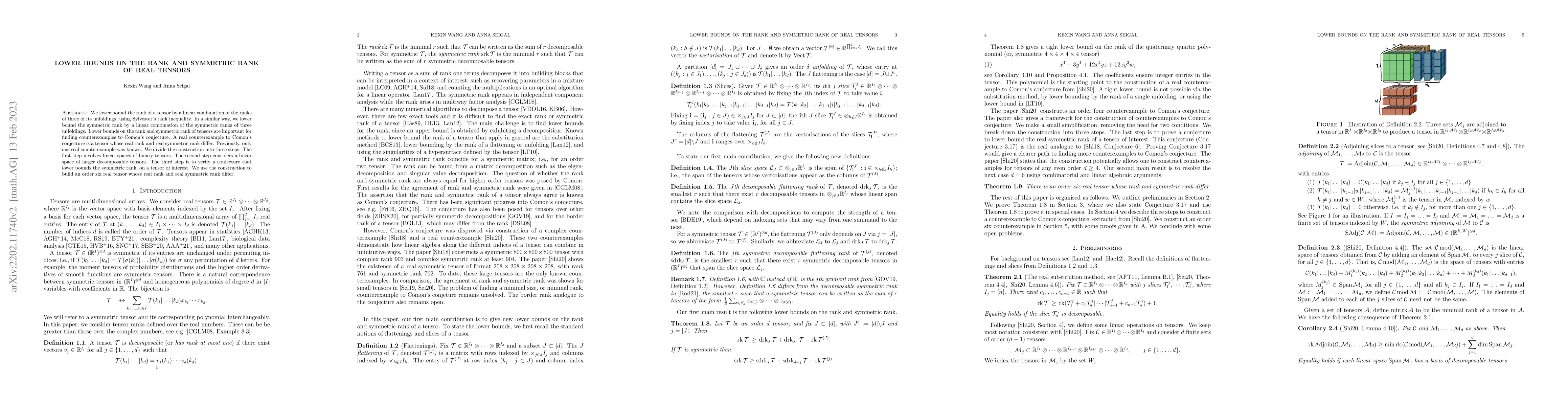 Thumbnail for Lower bounds on the rank and symmetric rank of real tensors