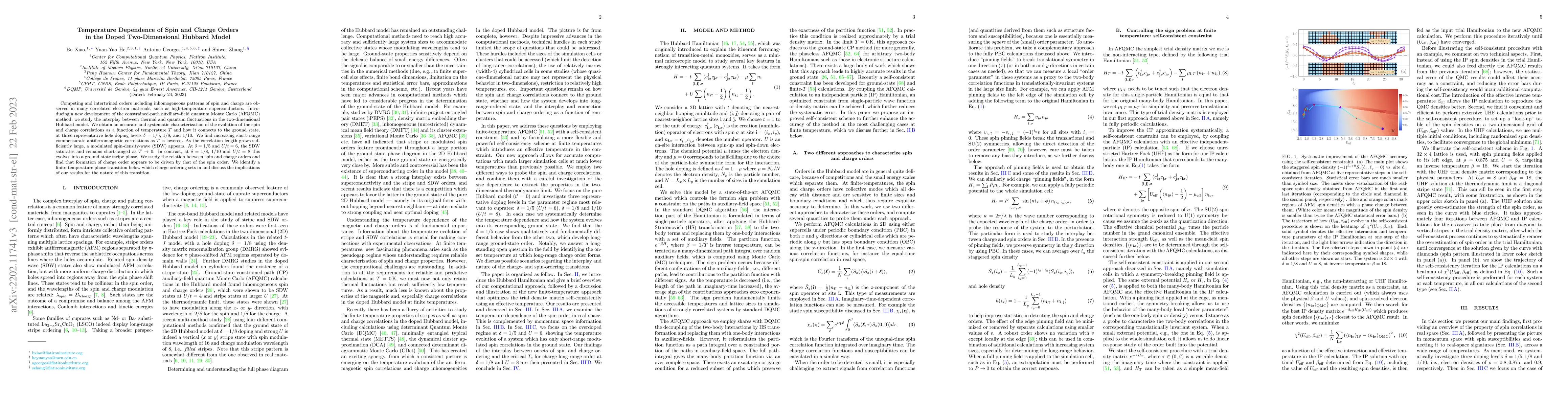 Thumbnail for Temperature Dependence of Spin and Charge Orders in the Doped
  Two-Dimensional Hubbard Model