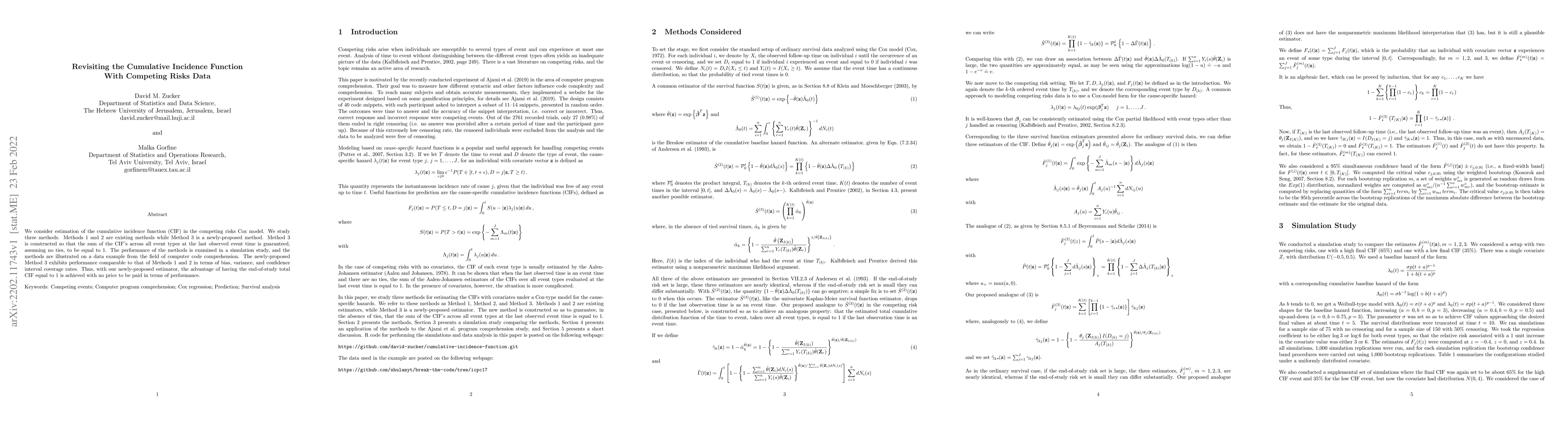 Thumbnail for Revisiting the Cumulative Incidence Function With Competing Risks Data