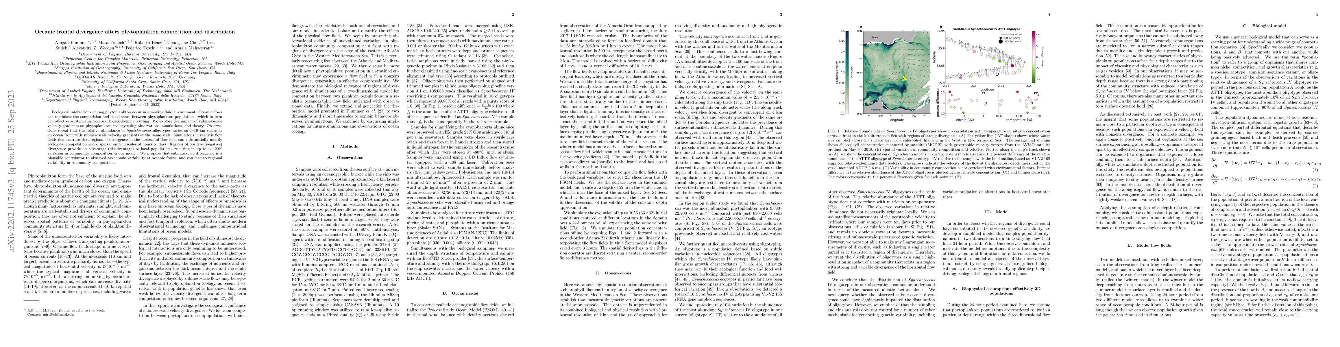Thumbnail for Oceanic frontal divergence alters phytoplankton competition and
  distribution