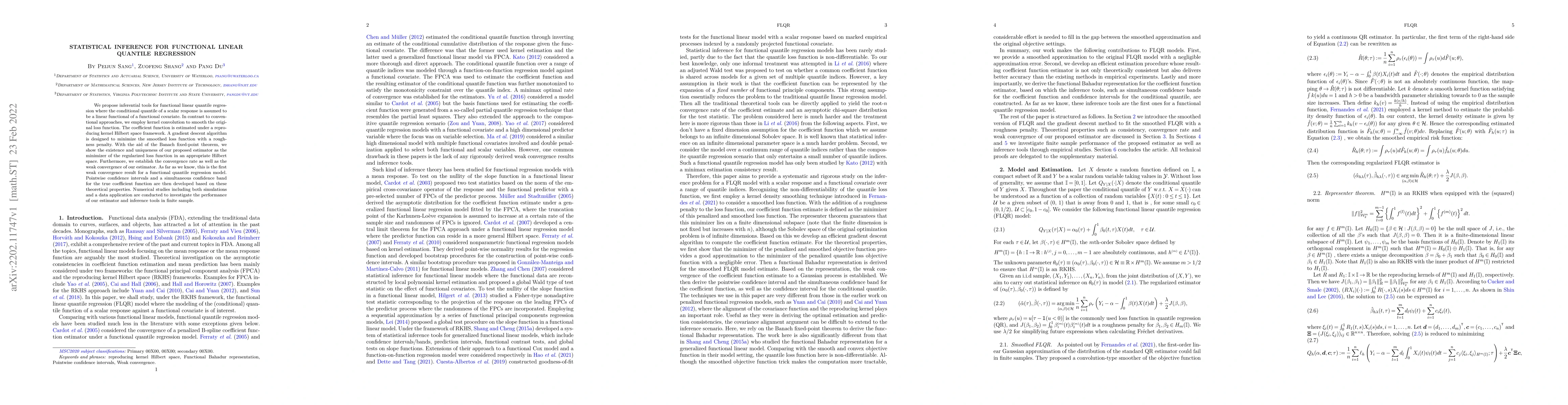 Thumbnail for Statistical Inference for Functional Linear Quantile Regression