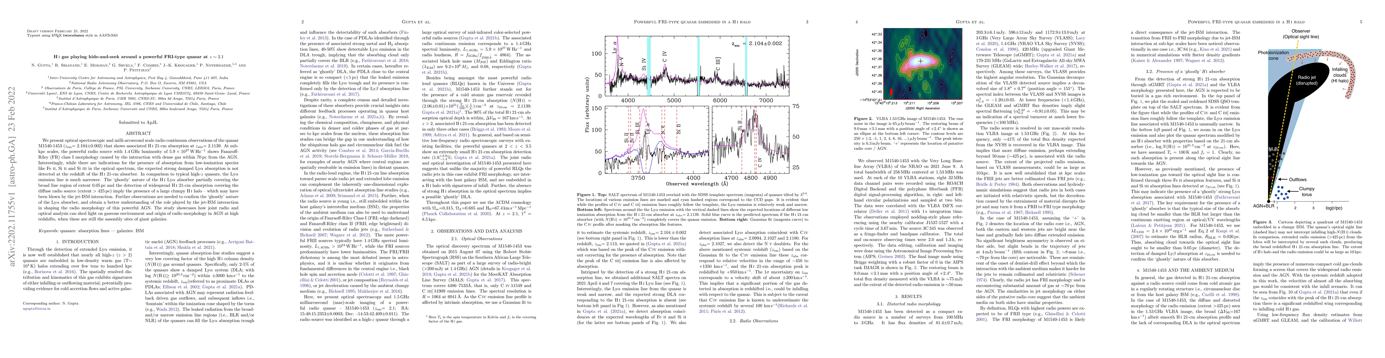 Thumbnail for HI gas playing hide-and-seek around a powerful FRI-type quasar at
  z$\sim$2.1