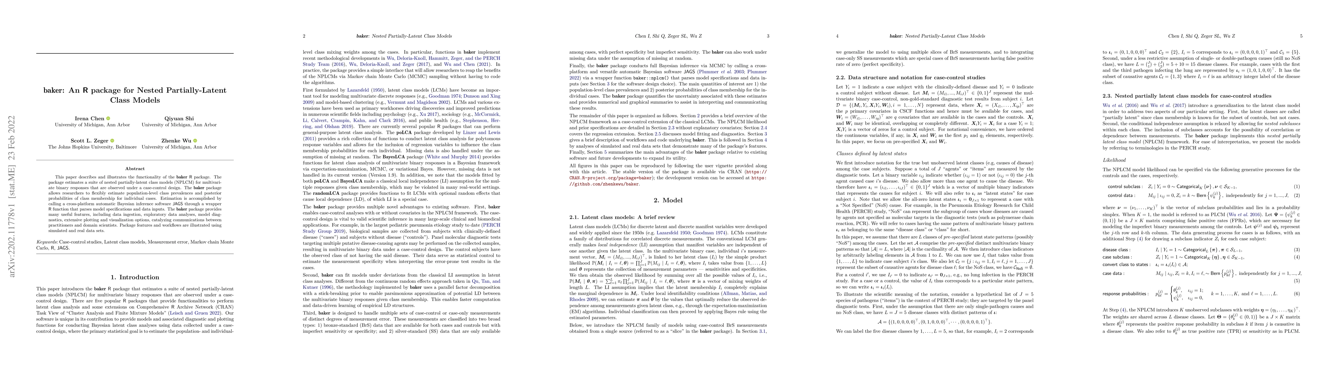 Thumbnail for baker: An R package for Nested Partially-Latent Class Models