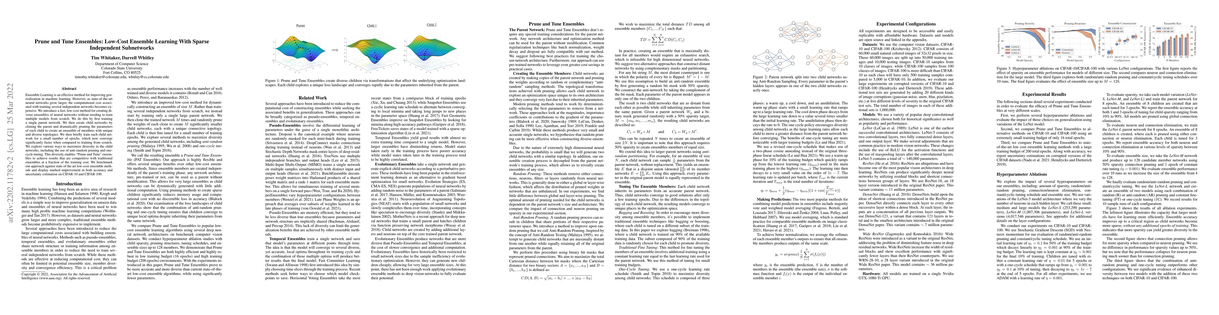 Thumbnail for Prune and Tune Ensembles: Low-Cost Ensemble Learning With Sparse
  Independent Subnetworks
