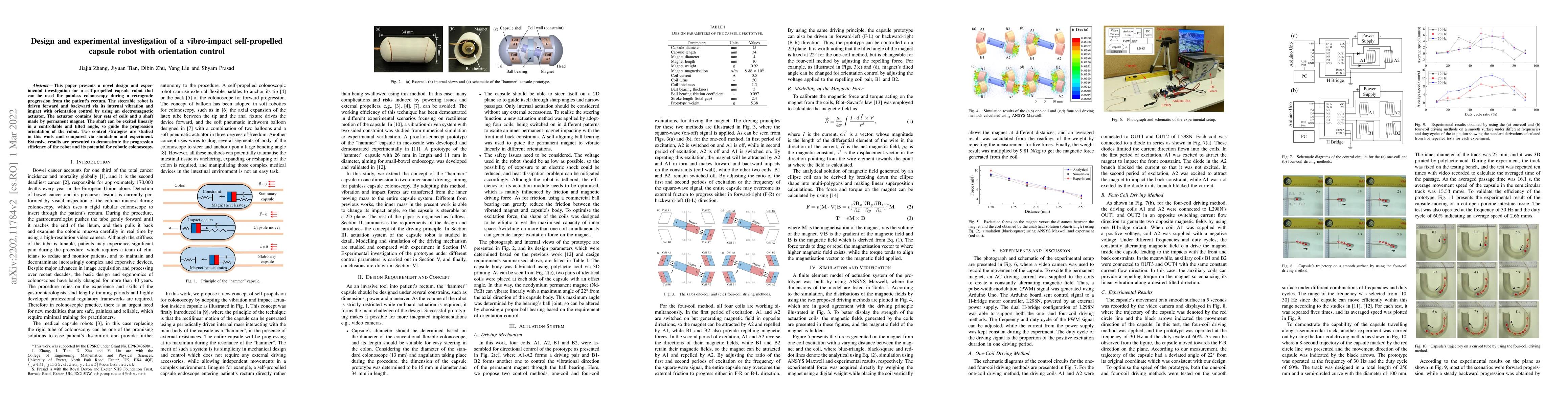 Thumbnail for Design and experimental investigation of a vibro-impact self-propelled
  capsule robot with orientation control