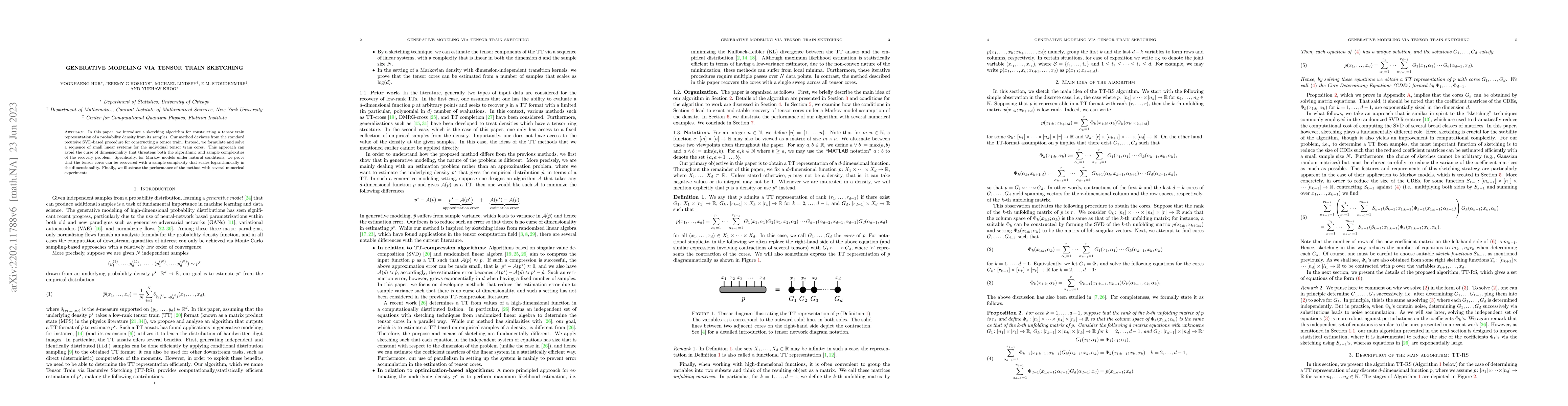 Thumbnail for Generative modeling via tensor train sketching